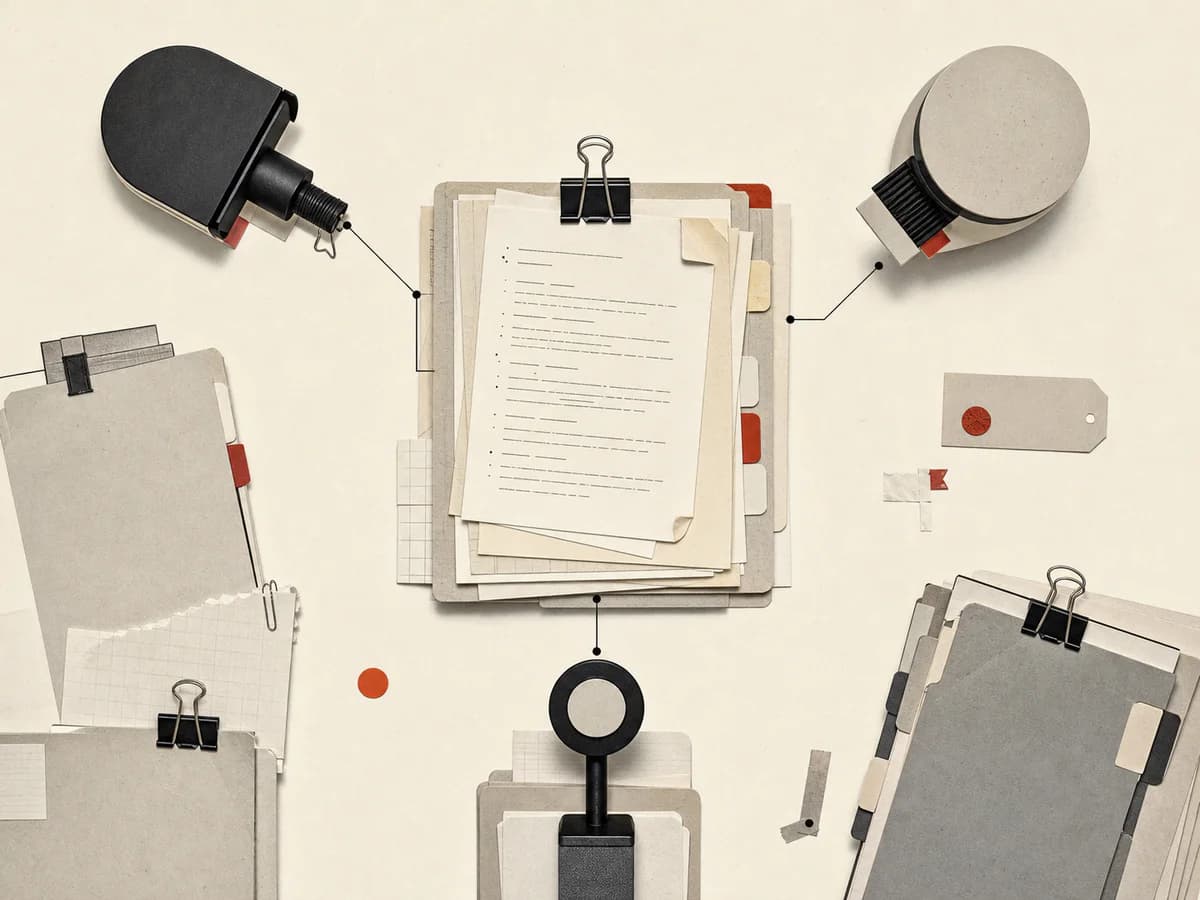 Archivio ordinato di documenti collegato a strumenti diversi e intercambiabili