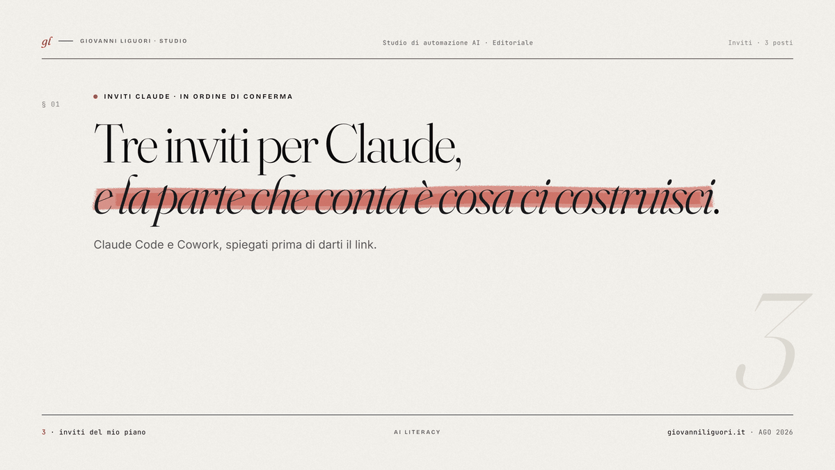 Tre inviti per Claude